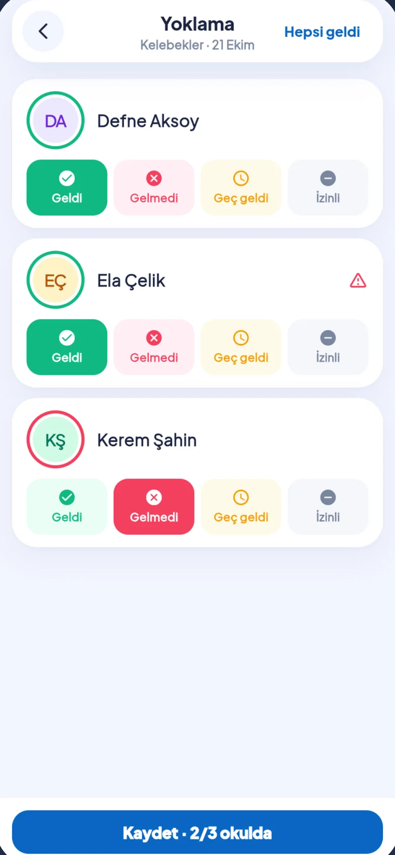 MyKres · Öğretmen yoklaması